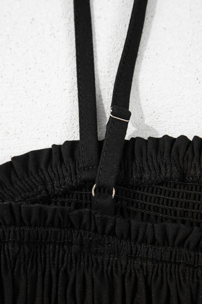 Smocked Spaghetti Straps Wide Leg Jumpsuit - CELIVINE