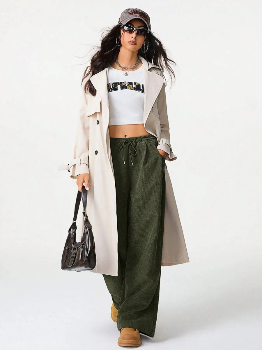 Wide Leg Drawstring Pants - CELIVINE