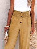 Full Size High - Waisted Textured Wide Leg Pants Plus Size - CELIVINE