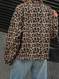 Leopard Print Casual Button Up Jacket - CELIVINE