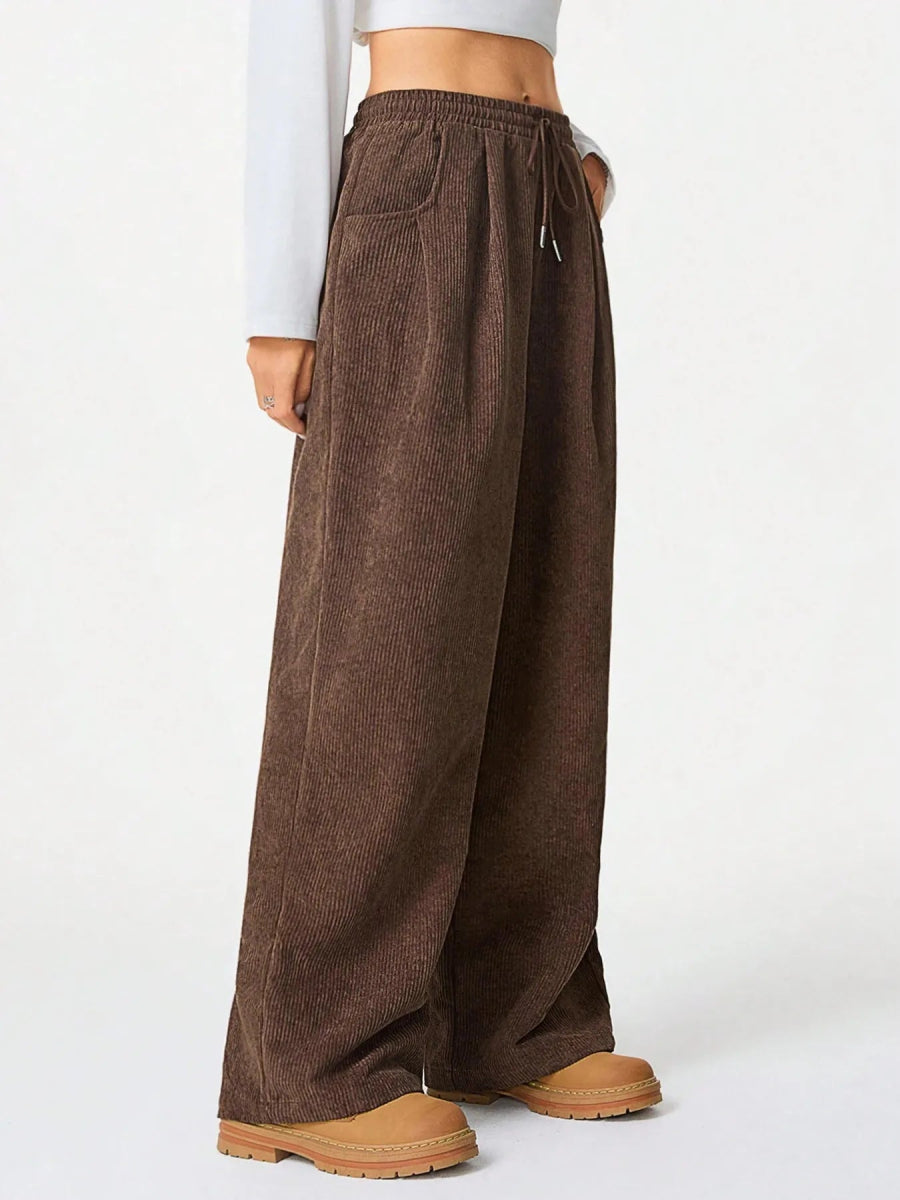 Wide Leg Drawstring Pants - CELIVINE