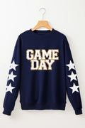GAME DAY Star Round Neck Long Sleeve Sweatshirt - CELIVINE
