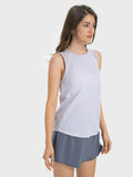Cutout Back Round Neck Active Tank - CELIVINE