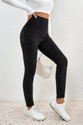 Ribbed High Waist Leggings - CELIVINE
