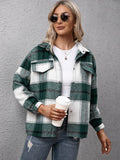 Plaid Long Sleeve Shirt Jacket - CELIVINE