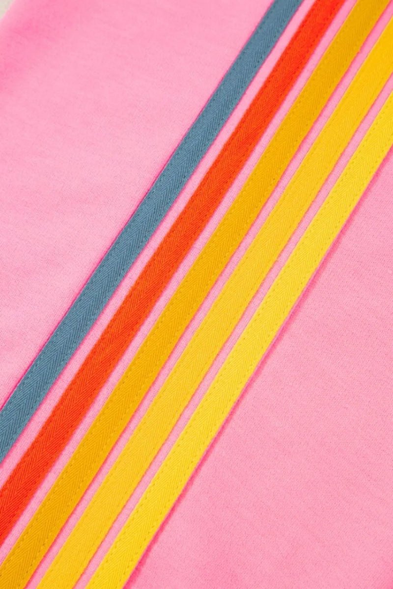 Contrast Striped Elastic Waist Active Pants - CELIVINE