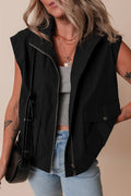 Pocketed Zip Up Vest Coat - CELIVINE