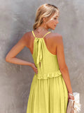 Ruffled Sleeveless Tiered Maxi Dress with Pockets - CELIVINE