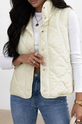 Snap Down Texture Vest Coat with Pockets - CELIVINE