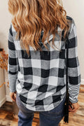 Plaid Drawstring Long Sleeve Hoodie - CELIVINE