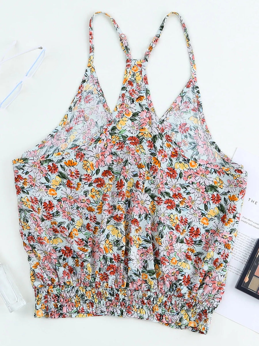 Floral Print Halter Cami - CELIVINE