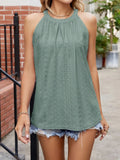 Eyelet Sleeveless Top with Gathered Detail - CELIVINE