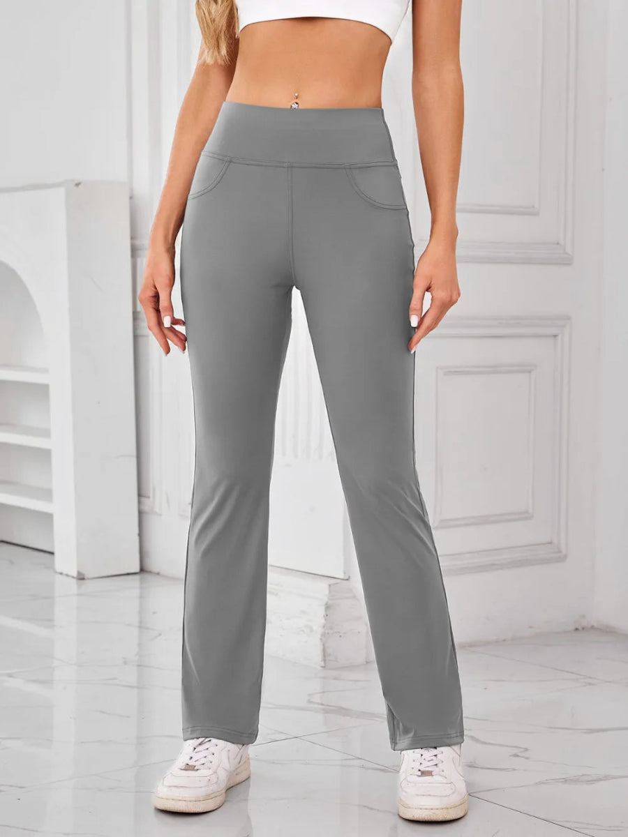 High Waist Active Pants with Pockets - CELIVINE