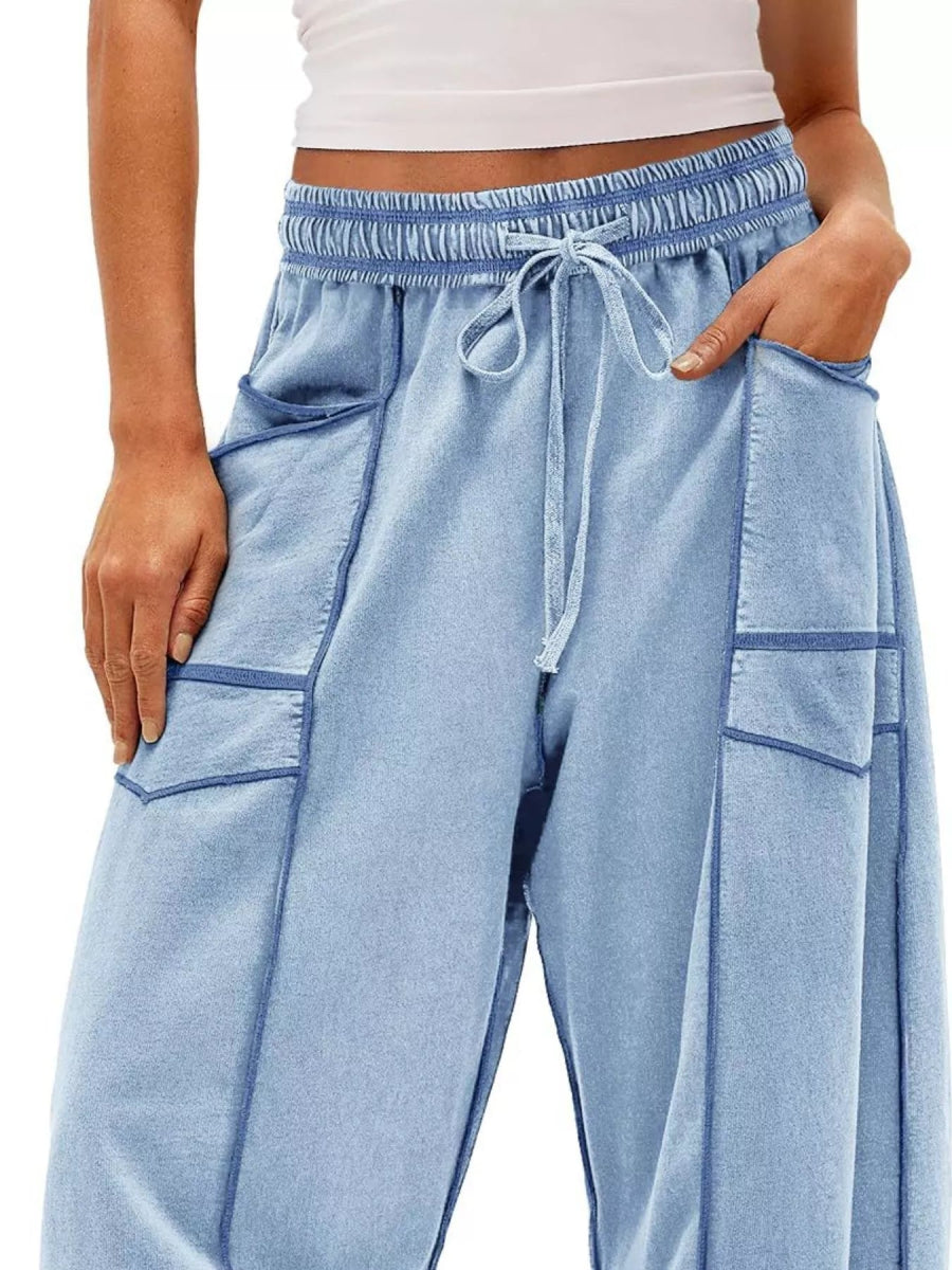 Drawstring Wide Leg Pants - CELIVINE