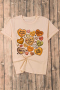 Heart Graphic Round Neck Short Sleeve T-Shirt - CELIVINE