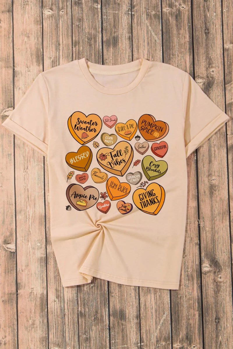 Heart Graphic Round Neck Short Sleeve T-Shirt - CELIVINE