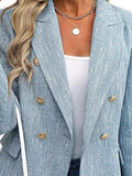 Double - Breasted Lapel Collar Blazer - CELIVINE
