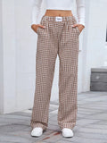 Plaid Wide Leg Casual Pants - CELIVINE