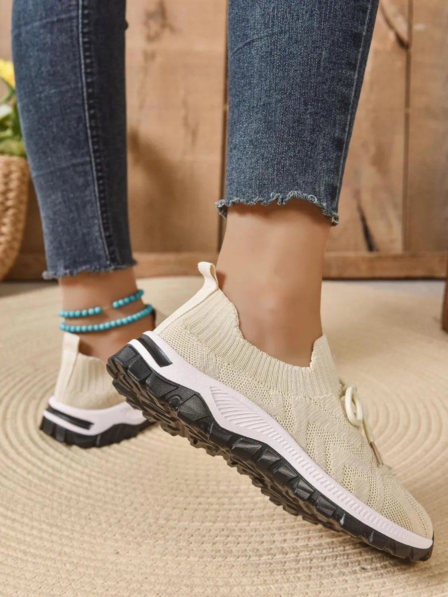 Mesh Knit Lace Up Athletic - CELIVINE