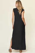 Double Take Full Size Texture Mock Neck Sleeveless Maxi Dress - CELIVINE