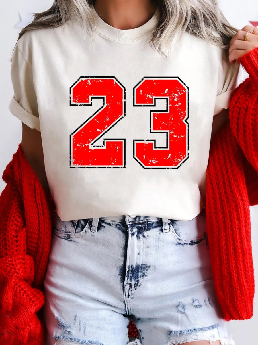 Number 23 Round Neck Casual T Shirt - CELIVINE