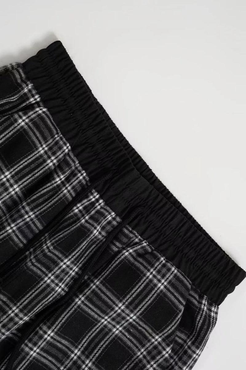 Plaid Wide Leg Pants - CELIVINE