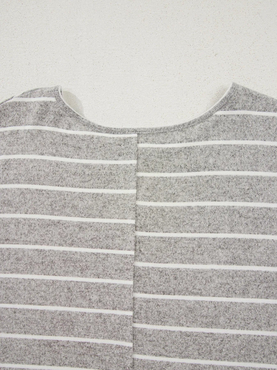 Stripe Dolman Sleeve Drop Shoulder Top - CELIVINE