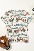Western Fashion Mustang River Printed Mesh T Shirt - CELIVINE