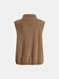 Full Size Fuzzy Zip Up Vest Coat with Pockets - CELIVINE