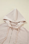 Pocketed Zip Up Long Sleeve Hooded Jacket - CELIVINE