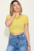 Basic Bae Full Size Ribbed Round Neck Short Sleeve T-Shirt - CELIVINE