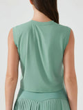 Round Neck Cropped Active Tank - CELIVINE