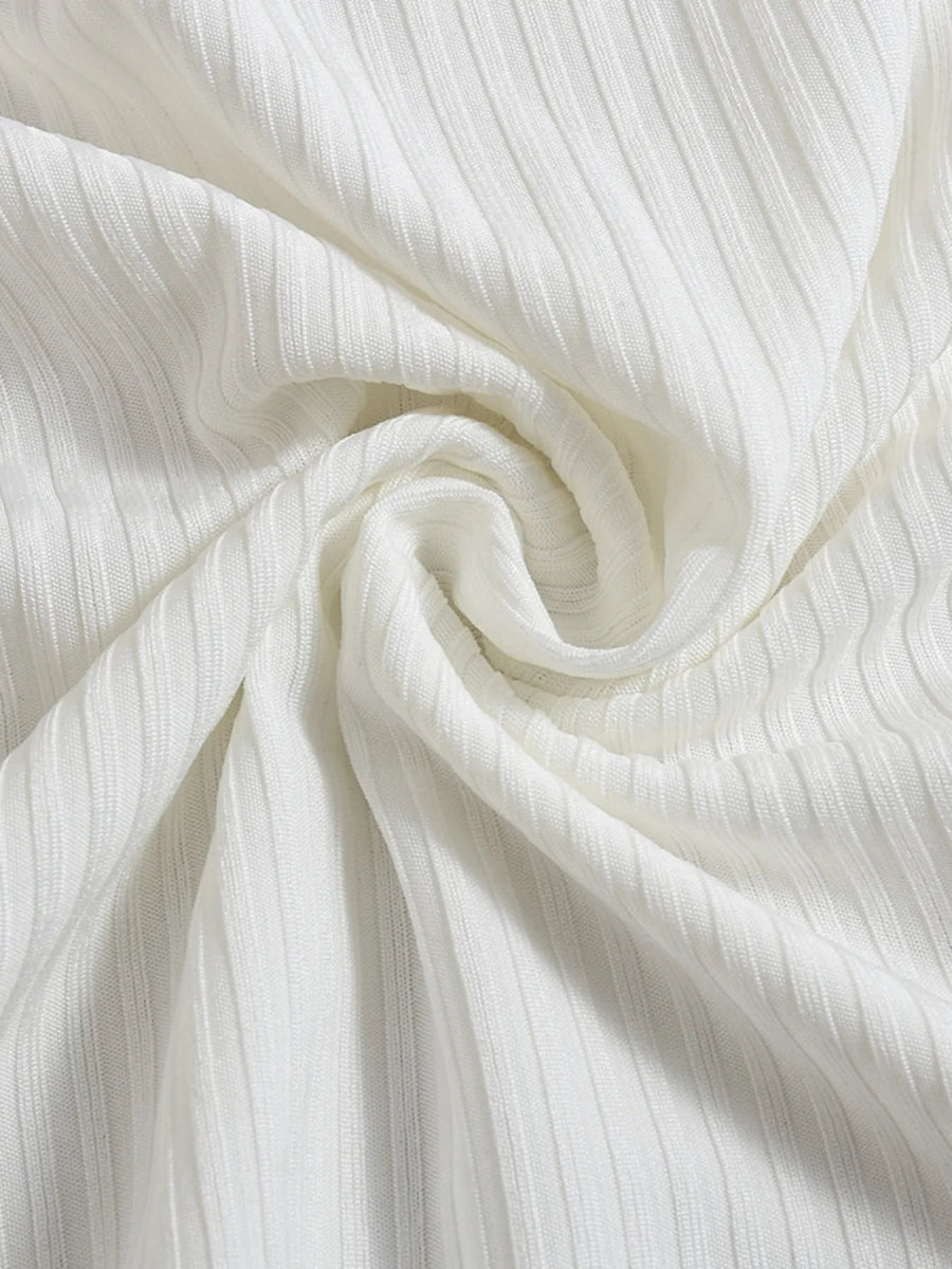 Flower Ribbed Single Shoulder Tank - CELIVINE