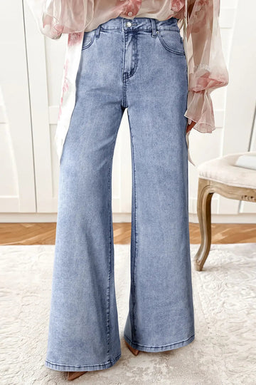 High - Waisted Wide Leg Flare Jeans - CELIVINE