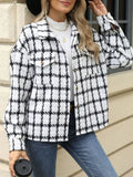 Plaid Button Up Long Sleeve Jacket - CELIVINE