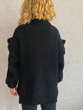 Ruffled Turtleneck Long Sleeve Sweater - CELIVINE