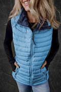 Pocketed Zip Up Vest Coat - CELIVINE