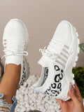 Cutout Leopard Lace Up Mesh Athletic - CELIVINE
