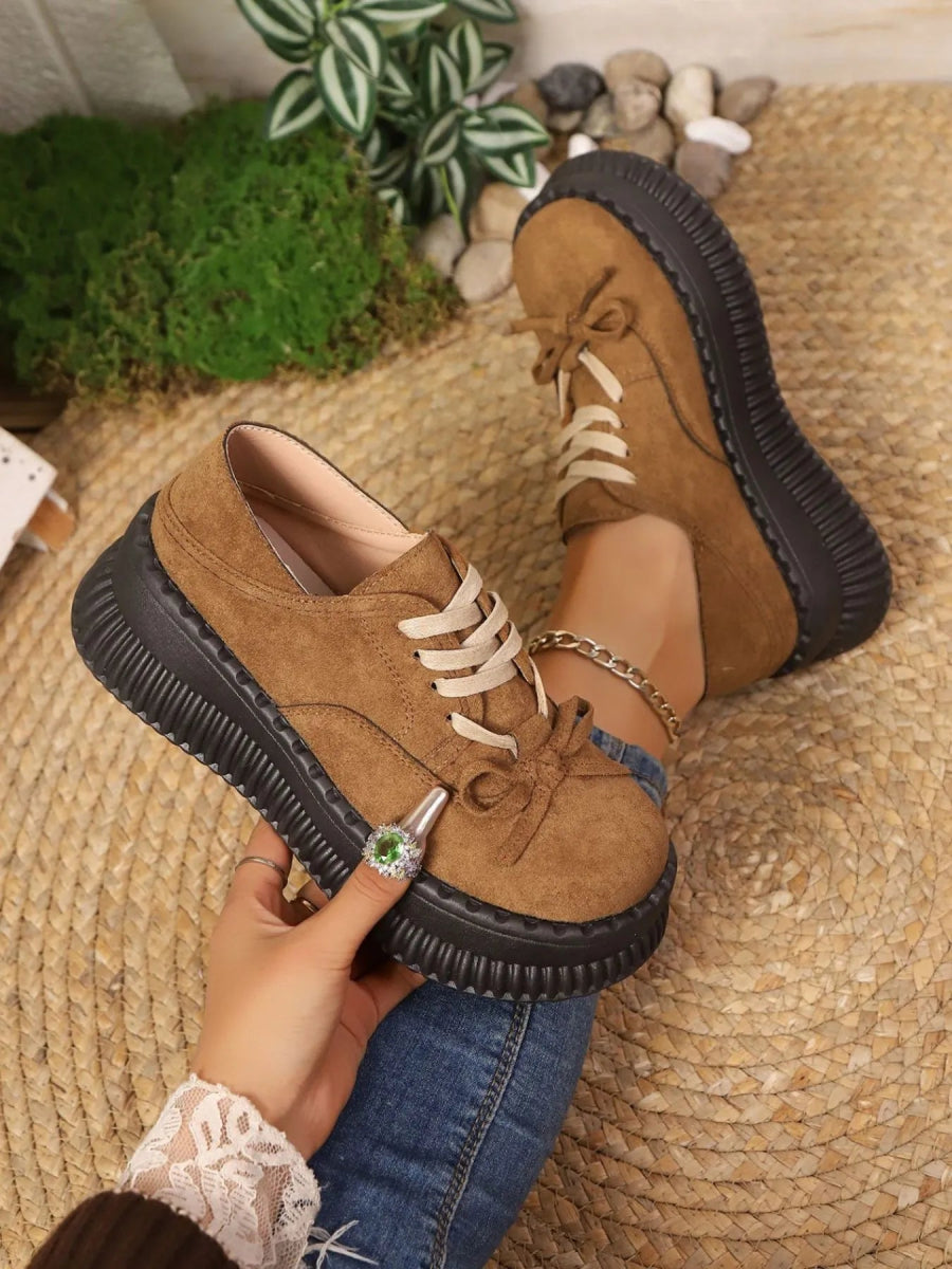 Lace Up Platform Loafers - CELIVINE