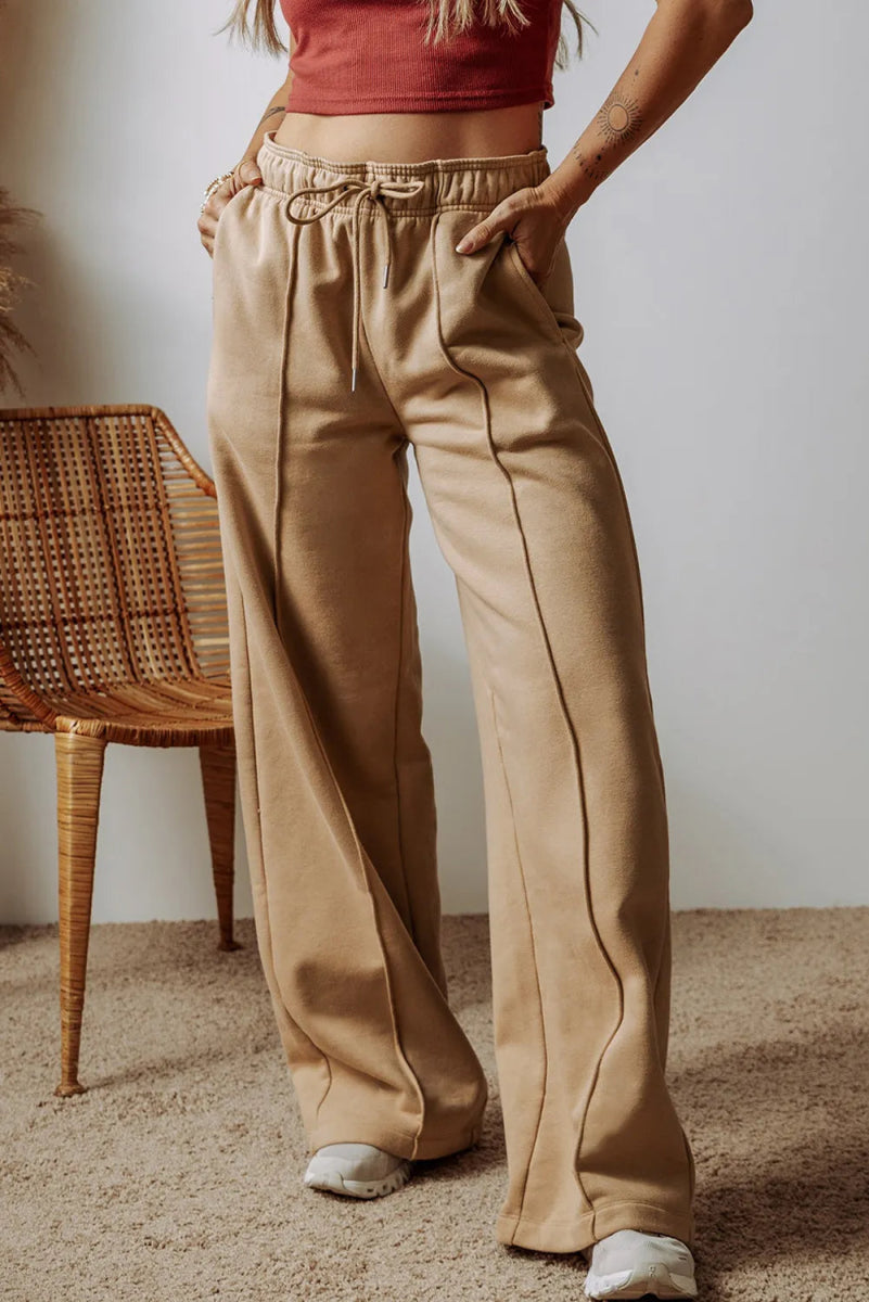 Drawstring Wide Leg Pants with Pockets - CELIVINE