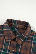 Plaid Button Up Long Sleeve Jacket - CELIVINE