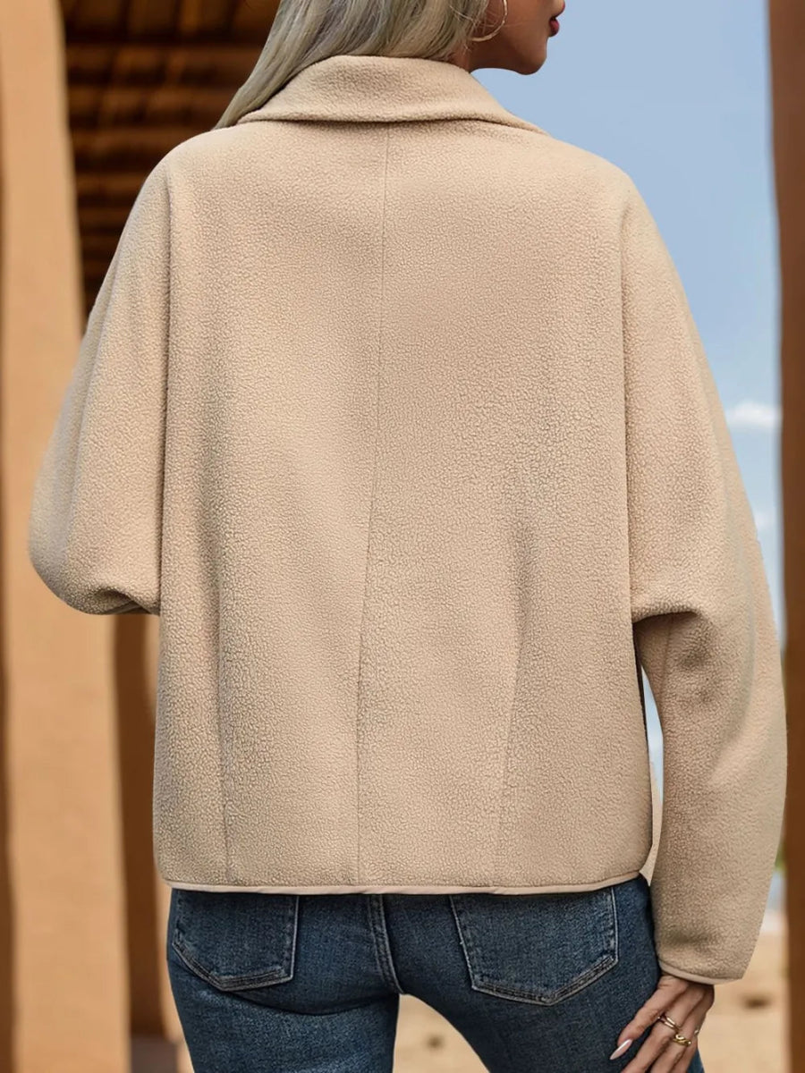 Perfee Pocketed Toggle Collared Neck Coat - CELIVINE