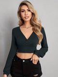 V Neck Crop Top - CELIVINE