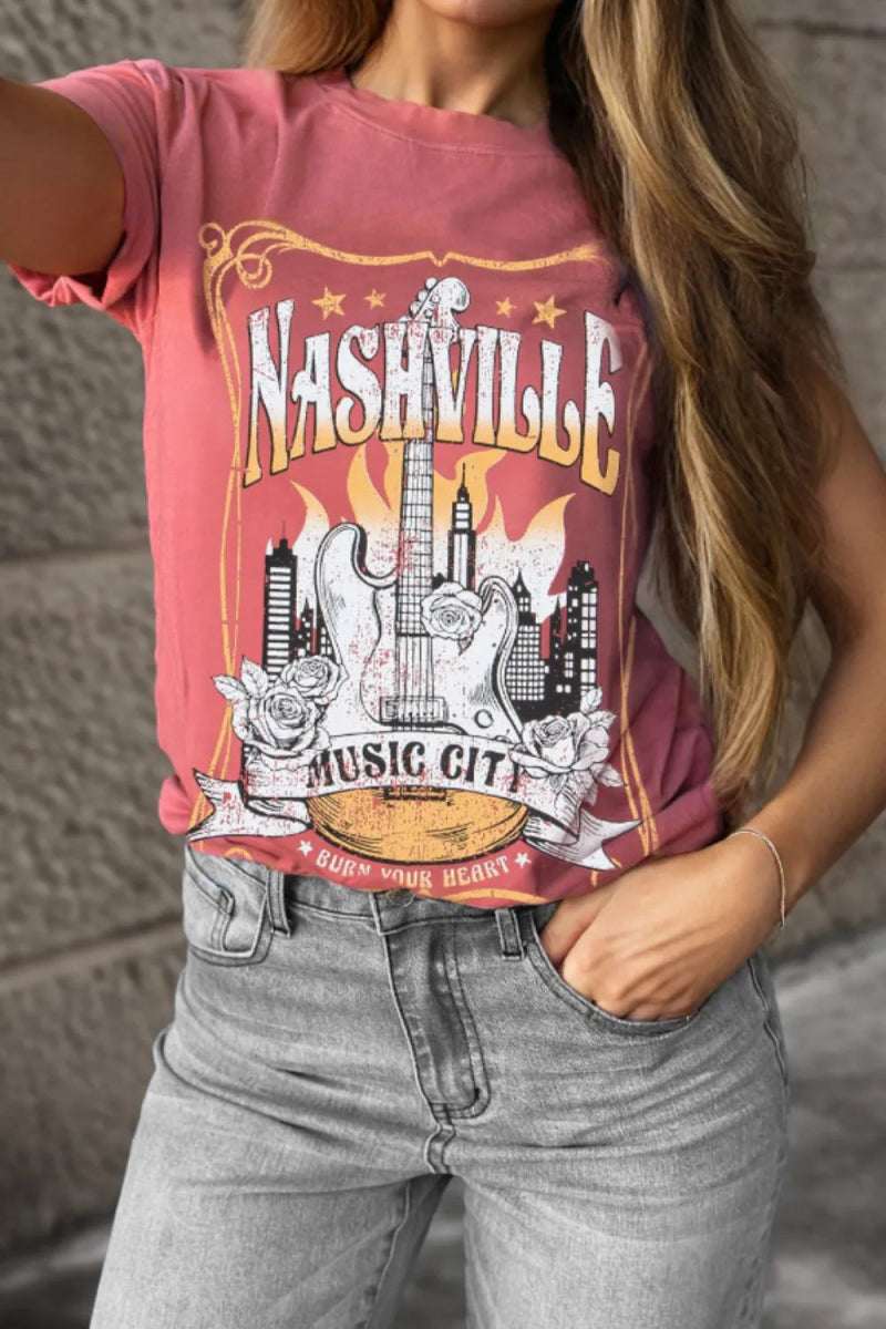 Mineral Nashville Music City Graphic Retro T-Shirt - CELIVINE