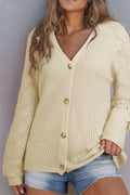 Openwork V - Neck Button Up Cardigan - CELIVINE