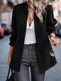 Open Front Long Sleeve Blazer - CELIVINE