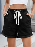 Drawstring Wash Denim Shorts - CELIVINE