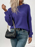 Round Neck Long Sleeve Sweater - CELIVINE