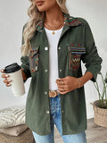 Snap Down Long Sleeve Jacket with Chest Pockets - CELIVINE