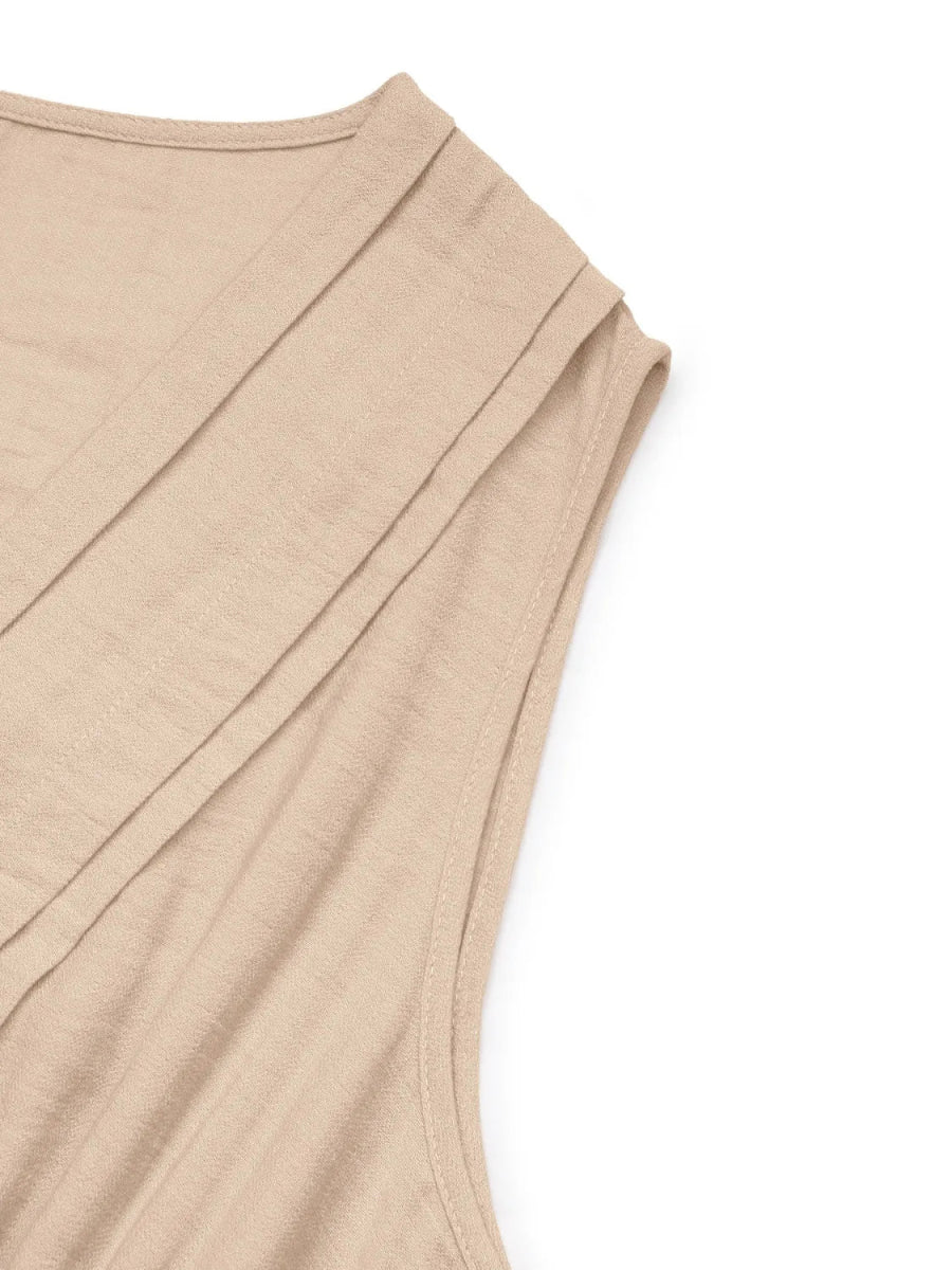 V - Neck Sleeveless Midi Dress - CELIVINE